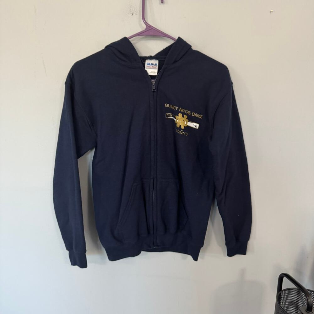 Gildan Heavy Blend Full Zip Hoodie Sweatshirt Quincy Notre Dame Youth Size Large